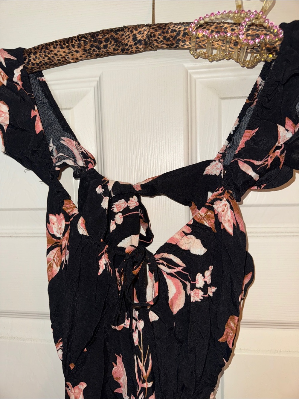 Forever 21 Black Maxi Dress with Pink Floral Print - Picture 3 of 11